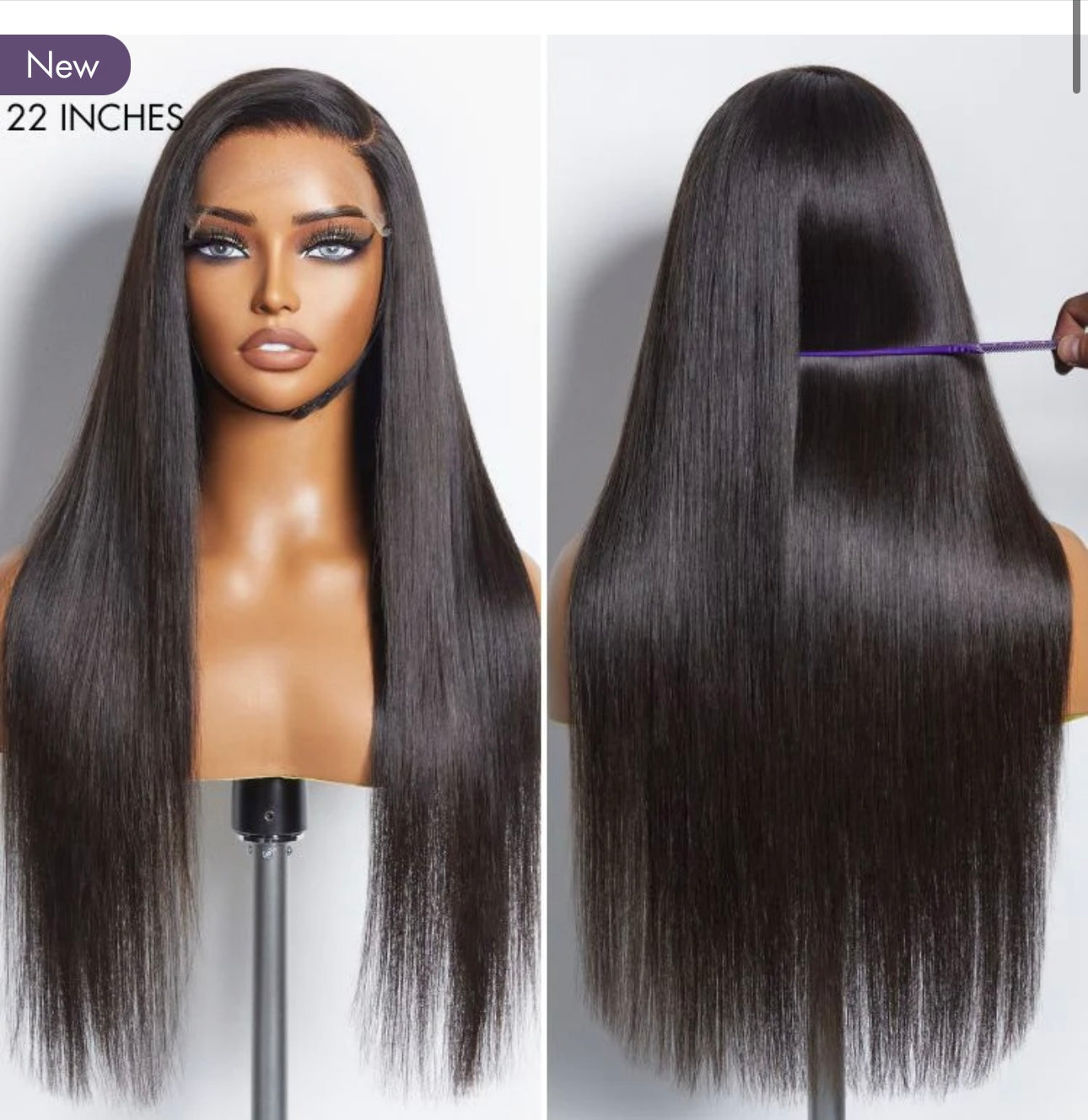 GLUELESS WIG READY TO GO SILKY STRAIGHT 7X6 CLOSURE HD LACE PRE- PLUCKED & BLEACHED BREATHABLE CAP