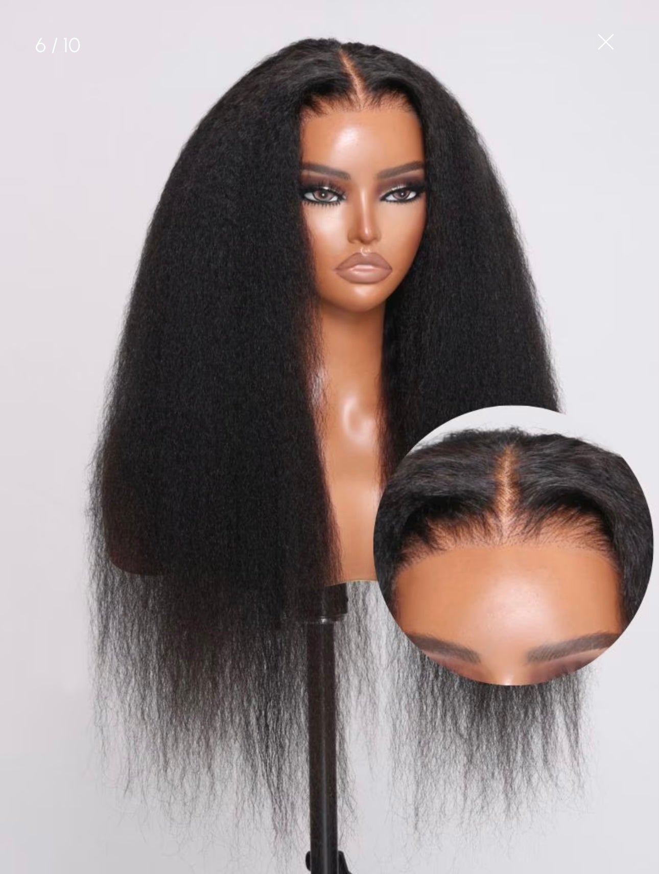 7x5 & 13x4 Pre-Everything Glueless Lace Black Kinky Straight & Yaki Straight Wig With Bleached Knots