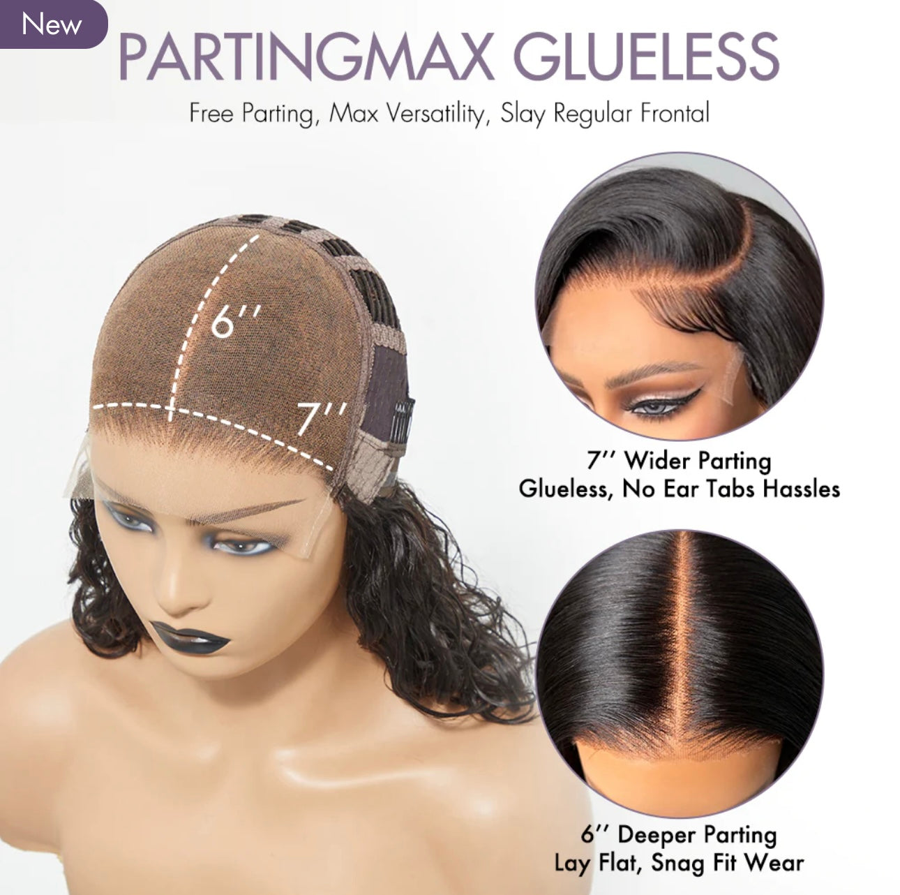 GLUELESS WIG READY TO GO SILKY STRAIGHT 7X6 CLOSURE HD LACE PRE- PLUCKED & BLEACHED BREATHABLE CAP