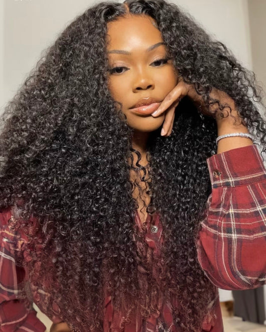 5x5 Lace Closure Curly Glueless Wig with Bleached Knots